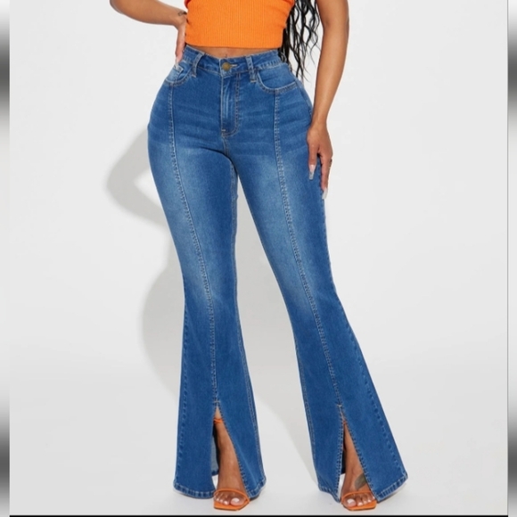 Fashion Nova Sz 1 Not What It Seams Split Hem High Waist Jeans Womens - Picture 1 of 7